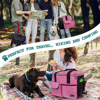 PetAmi Dog Travel Bag - Travel Pet Organizer with Food Container and Bowls, Perfect for Weekend