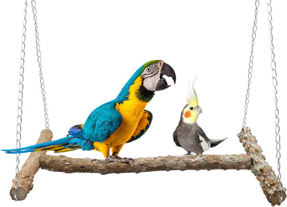 Large Bird Perch Swing Toy, Natural Pepper Wood Parrot Perch Stand Toy, Hangable Birdcage