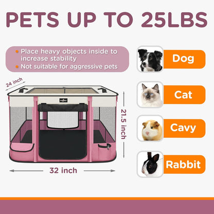 Foldable Pet Kitten Playpen, Upgrade Waterproof Portable Cat Dog Playpen Kennel Tent for Dog Cat