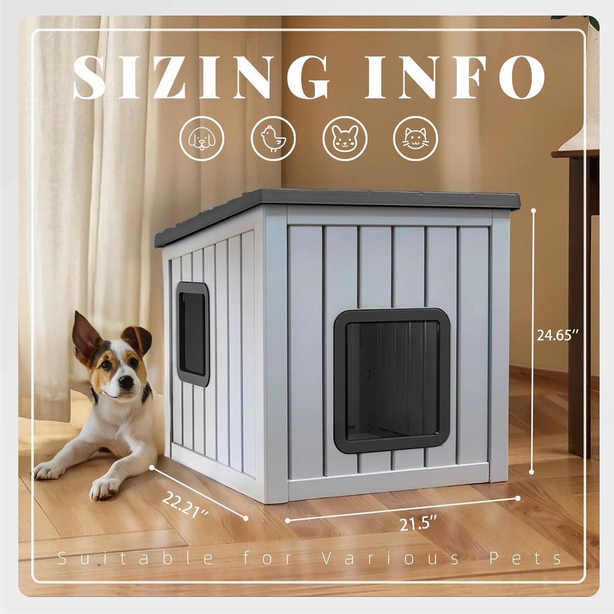 DRATO Dog House Indoor and Outdoor with Weatherproof Roof Removable Floors for Small to Middle