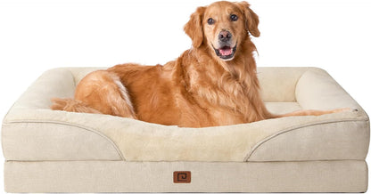 EHEYCIGA Memory Foam XL Dog Bed for XLarge Sized, Extra Large Orthopedic Dog Sofa with Sides and