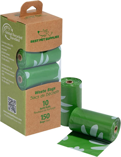 Best Pet Supplies Poop Bags for Dogs, 50% Post-Consumer Recycled Content dog waste bags on rolls