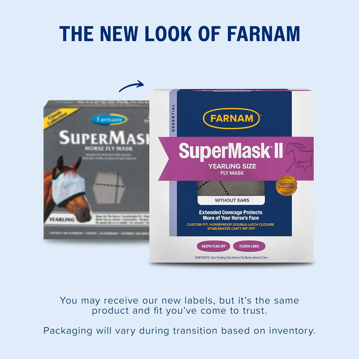 Farnam SuperMask II horse fly mask without ears, extended coverage, protects eyes from insects and