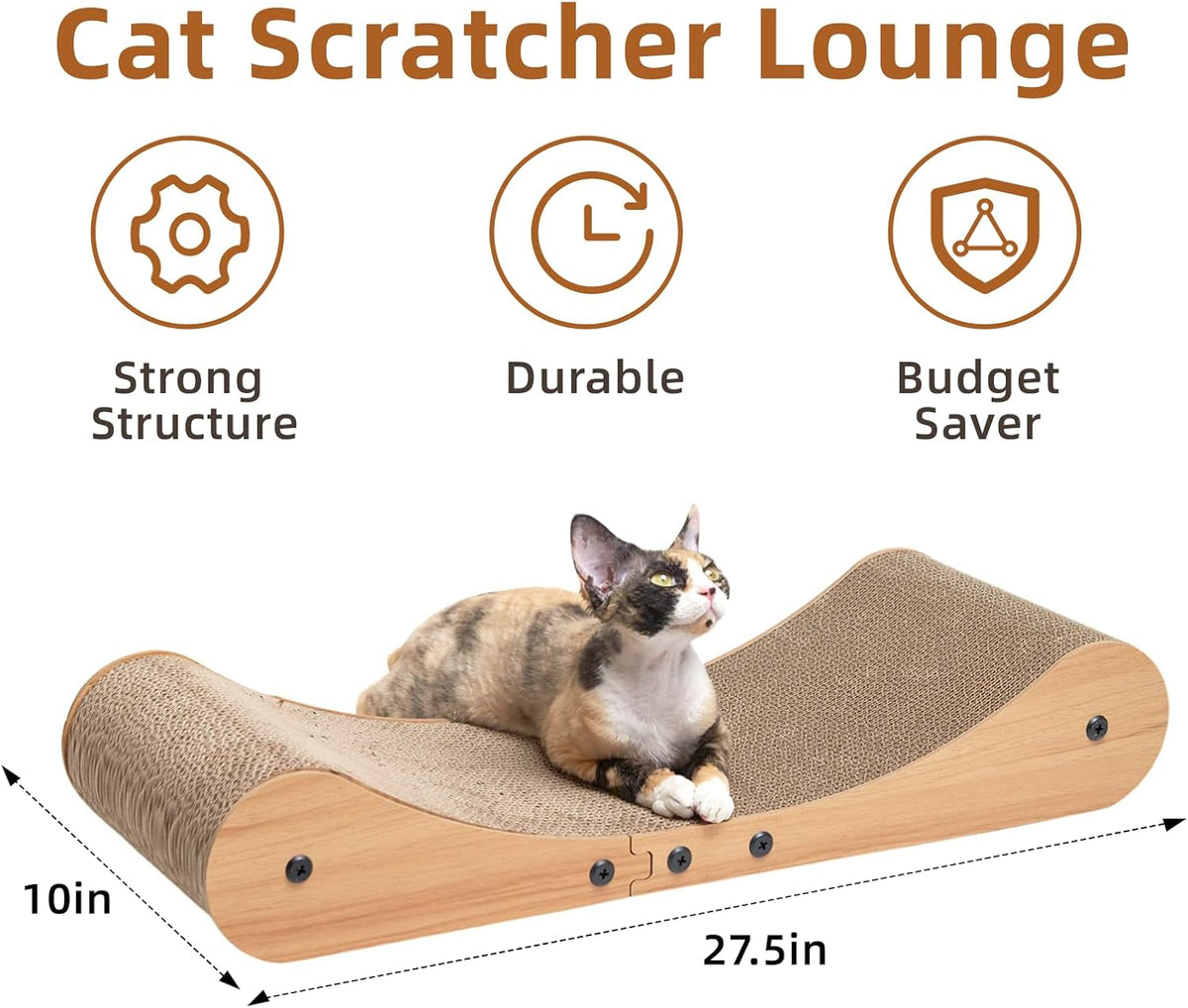Nekosan Cat Scratcher Cardboard Bed, 27.5" Extra Large Cat Scratch Sofa Bed, Cat Scratcher Lounge