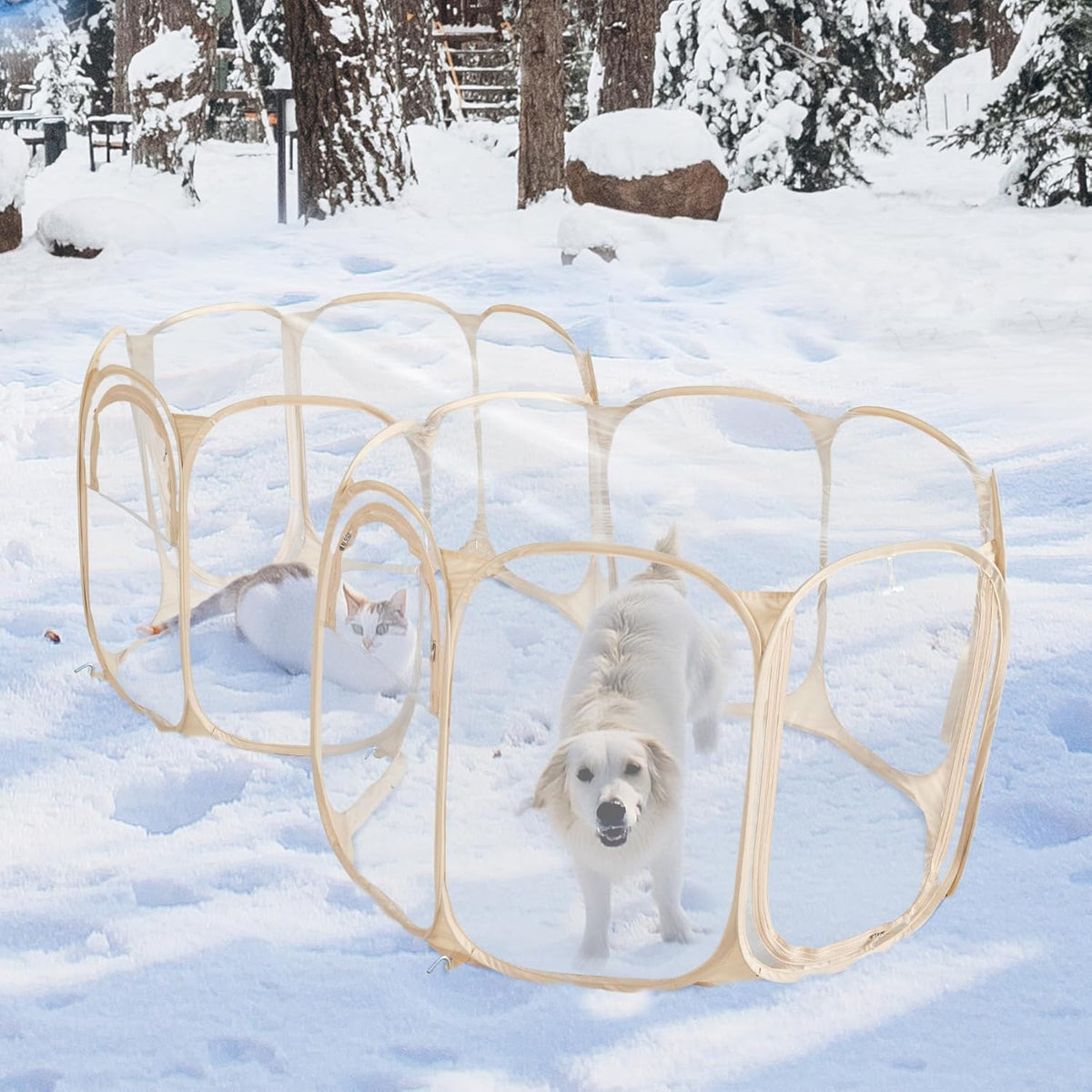 Cold Resistant Cat Playpen PVC Dog Playpen - Portable & Foldable Indoor Outdoor Puppy Playpen