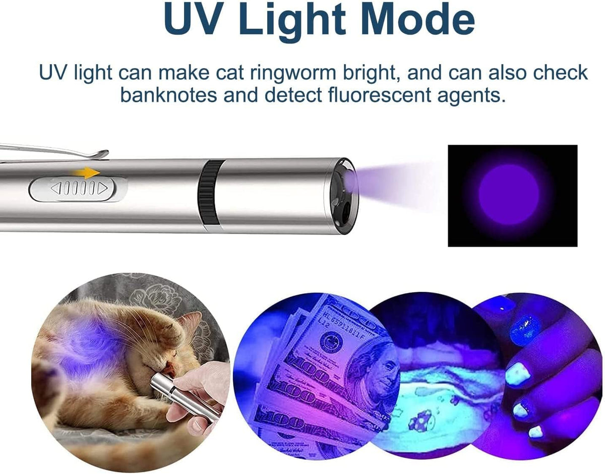 Cat Toys Laser Pointer for Indoor, Rechargeable, 7 Adjustable Wand Red Light Pet Interactive Cat