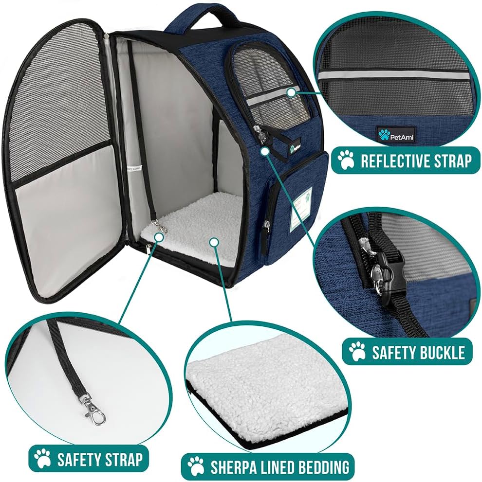 PetAmi Dog Backpack Carrier for Small Large Cat, Pet, Puppy, Ventilated Pet Hiking Backpack Travel