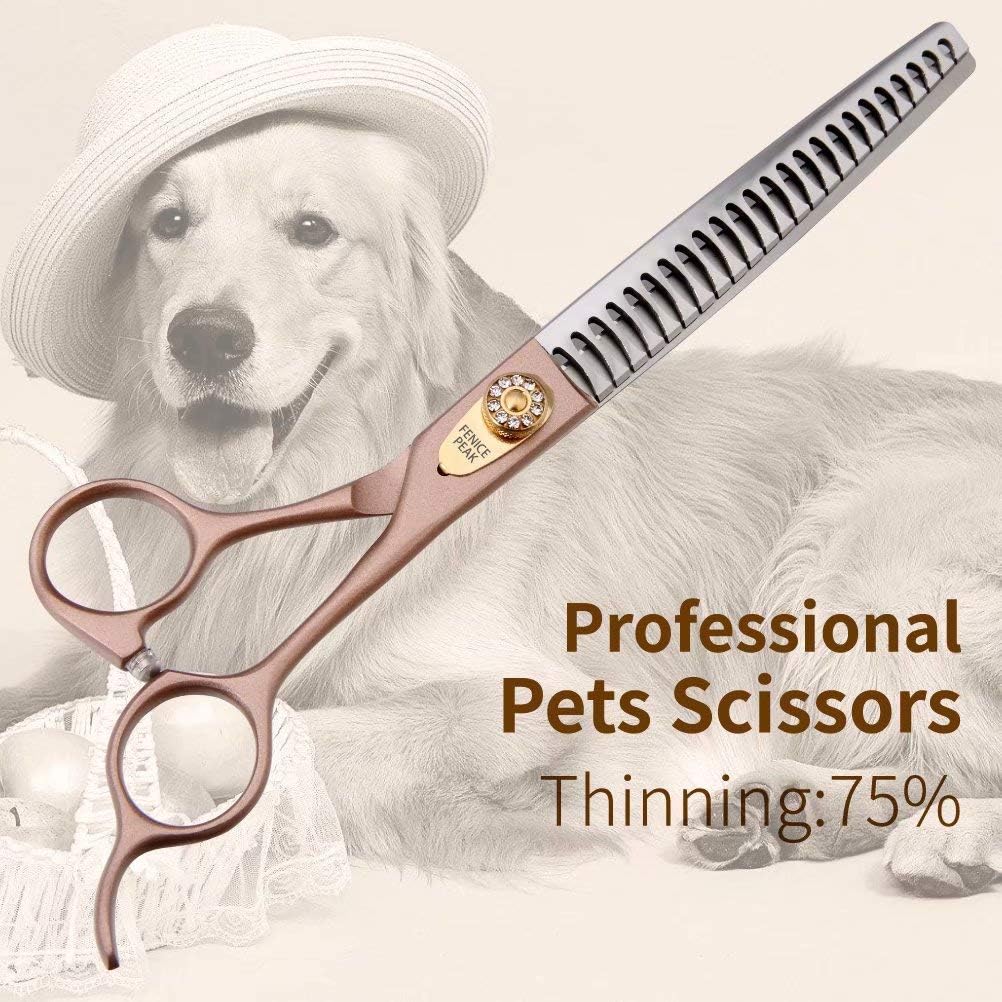 Fenice Peak Thinning Shears for Dogs and Cats Pet Grooming Scissors Chunkers Shears 440C Stainless