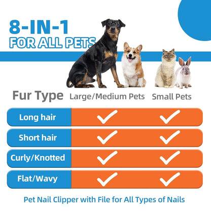 Dog Brush for Shedding,9 PCS in One Pet Slicker Hair Brush Kit with Pet Nail Clipper and File - Dog