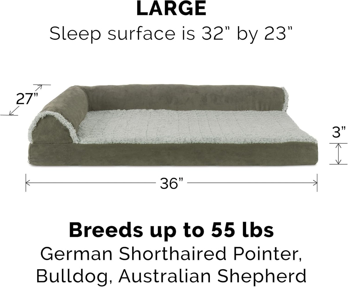 Furhaven Cooling Gel Dog Bed for Large/Medium Dogs w/ Removable Bolsters & Washable Cover, For Dogs