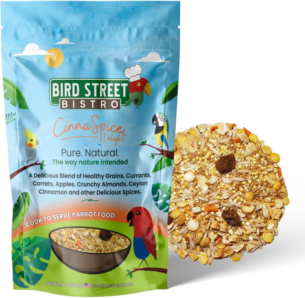 Parrot Food - Parakeet & Cockatiel Food - Cooks in 3-15 min w/Natural & Organic Grains, Legumes