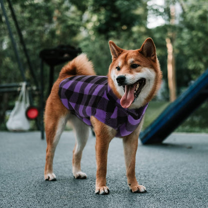ASENKU Dog Sweater - Plaid Fleece Vest, Soft Comfortable Pet Pajamas, Warm Winter Shirt, Cold