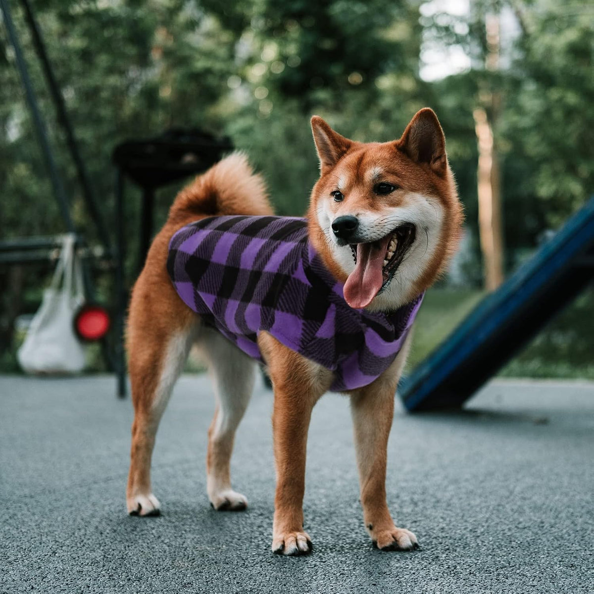 Asenku Plaid Dog Fleece Vest - Soft Comfortable Pet Pajamas with Warm Winter Coat, Jacket for Small