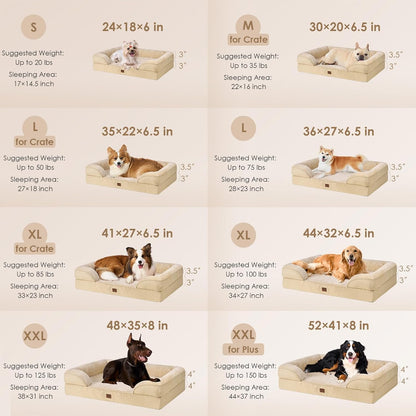 EHEYCIGA Orthopedic Dog Bed for Medium Dogs, Waterproof Memory Foam Medium Dog Beds with Sides