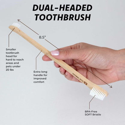 Dog Toothbrush I 4-Pack Two Sided Bamboo Toothbrush for Small and Large Dogs & Cats I Soft Bristles