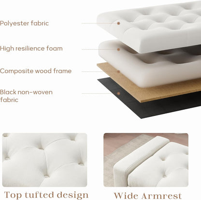 Ottoman with Storage, 48.8" Fabric Storage Ottoman Bench with Hinge, Bedroom Bench, Upholstered