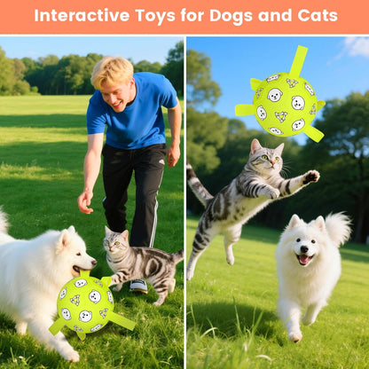 Dog Toys, Durable Dog Soccer Ball with Straps, Interactive Dog Toys, Water Fetch Ball for Tug of