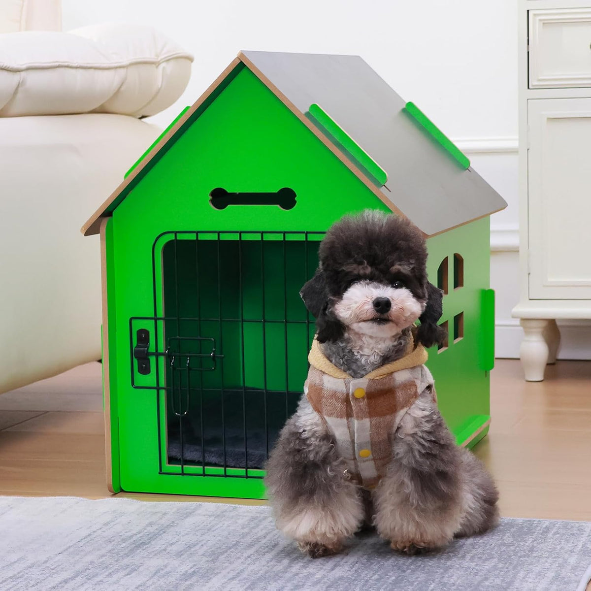 Dog House Indoor for Small Dogs or Cats, Cozy Wooden Design, Small Indoor Bed House, with Air Vents
