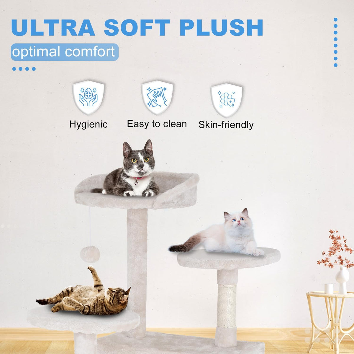 FDW Cat Tree 54in Cat Tower Multi-Level Durable Cat Scratching Post & Cozy Fun Cat Jumping Platform
