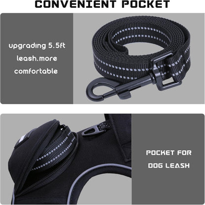 No Pull Dog Harness for Medium Dogs, Adjustable No Choke Pet Vest with Dog Leash Fit Smart