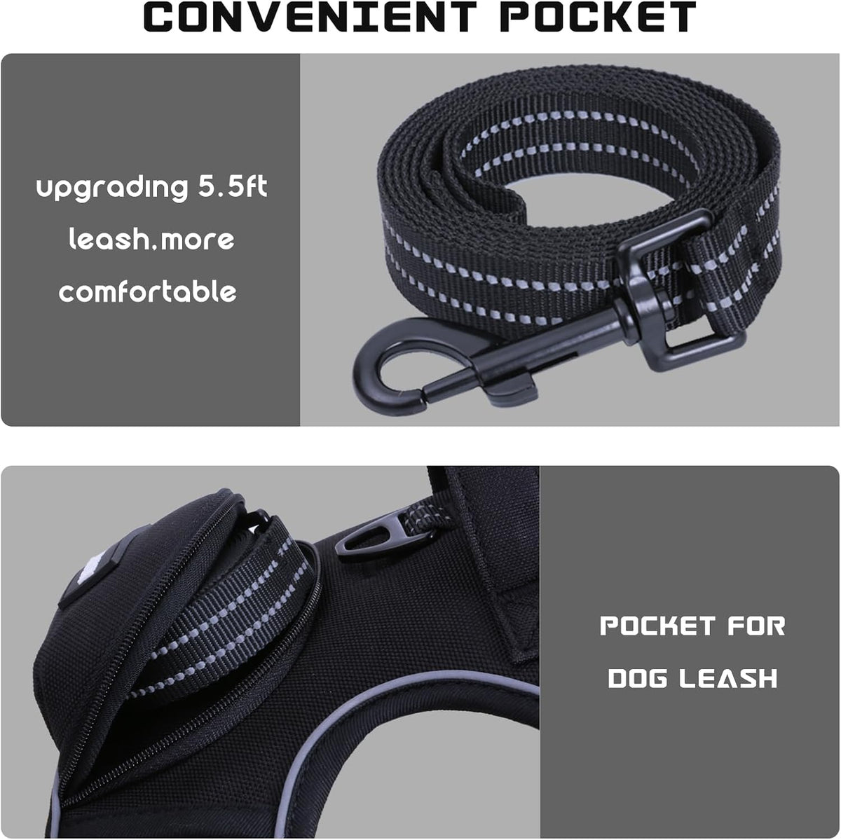 No Pull Dog Harness for Medium Dogs, Adjustable No Choke Pet Vest with Dog Leash Fit Smart