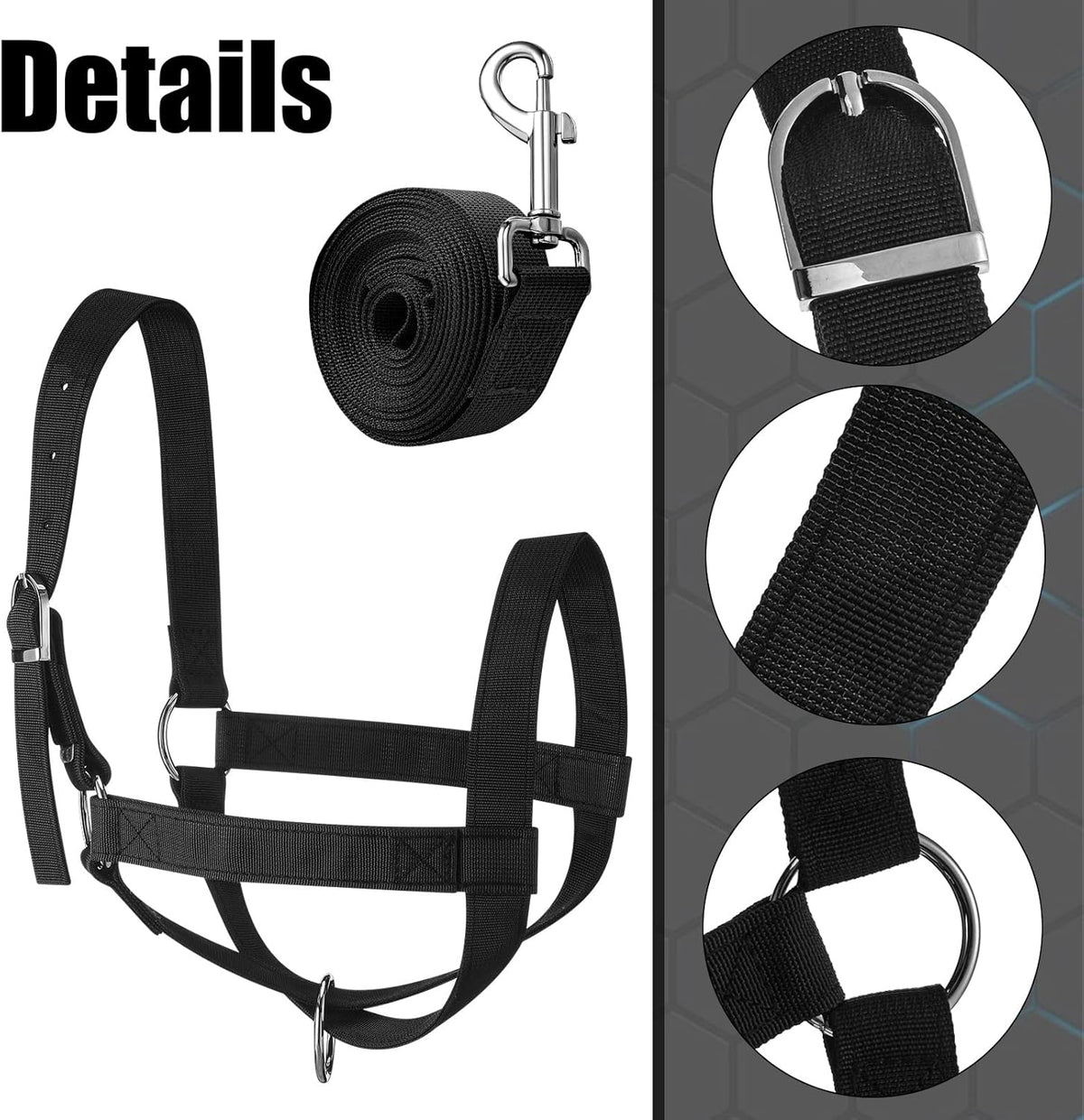 Hillban Cow Halter Cattle Halters Adjustable Calf Halter with Leading Rope for Miniature Horse