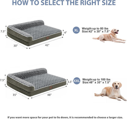 BFPETHOME Orthopedic Dog Beds for Large Dogs-Waterproof Sofa Pet Bed with Removable Washable Cover