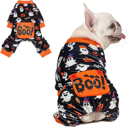 BEAUTYZOO Dog Halloween Pajamas Large Sized Dog, Fleece Funny Ghost Pumpkin Costumes for Dogs, Soft