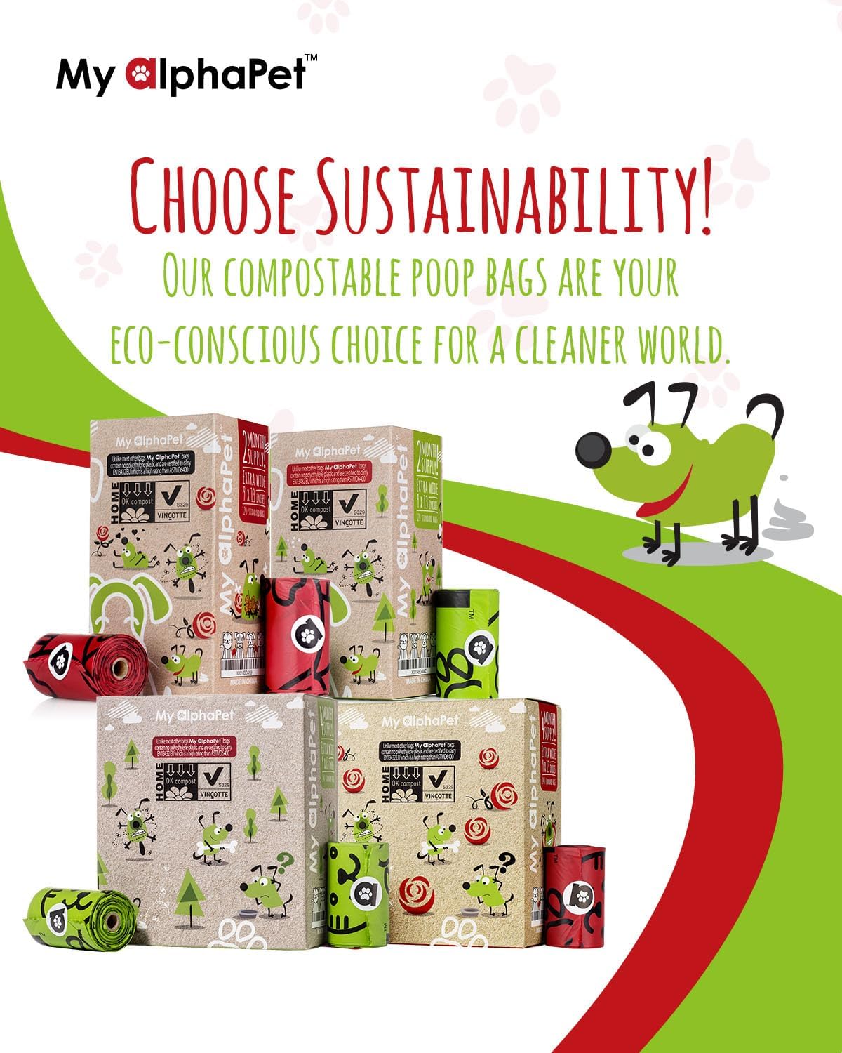 Compostable Dog Poop Bags, Cornstarch Eco-Friendly, HOME COMPOST NF T 51-800, 120 Count, Large Size
