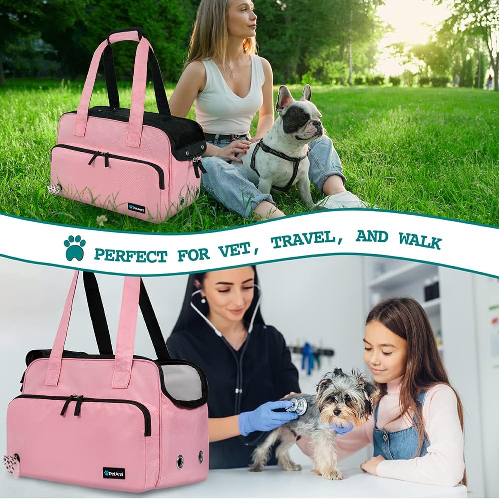 PetAmi Small Dog Purse Carrier, Soft-Sided Pet Carrier Bag with Pockets, Portable Puppy Cat Travel