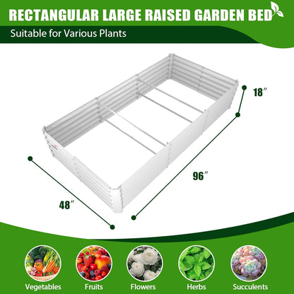 A ANLEOLIFE 8X4X1.5 ft Galvanized Raised Garden Bed, Rectangle Above Ground Modular Metal Planter