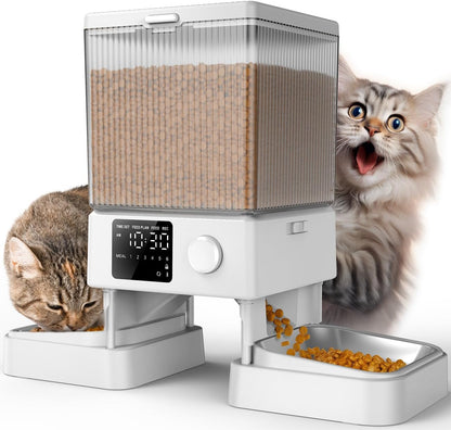 oneisall Automatic Cat Feeder for 2 Cats, 20 Cups/5L Automatic Cat Food Dispenser for Small Pets