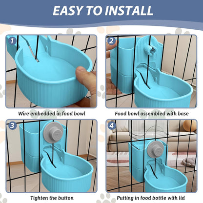 Fhiny Rabbit Food Dispenser, 40oz Large Capacity Hanging Gravity Bunny Feeder for Cage Automatic