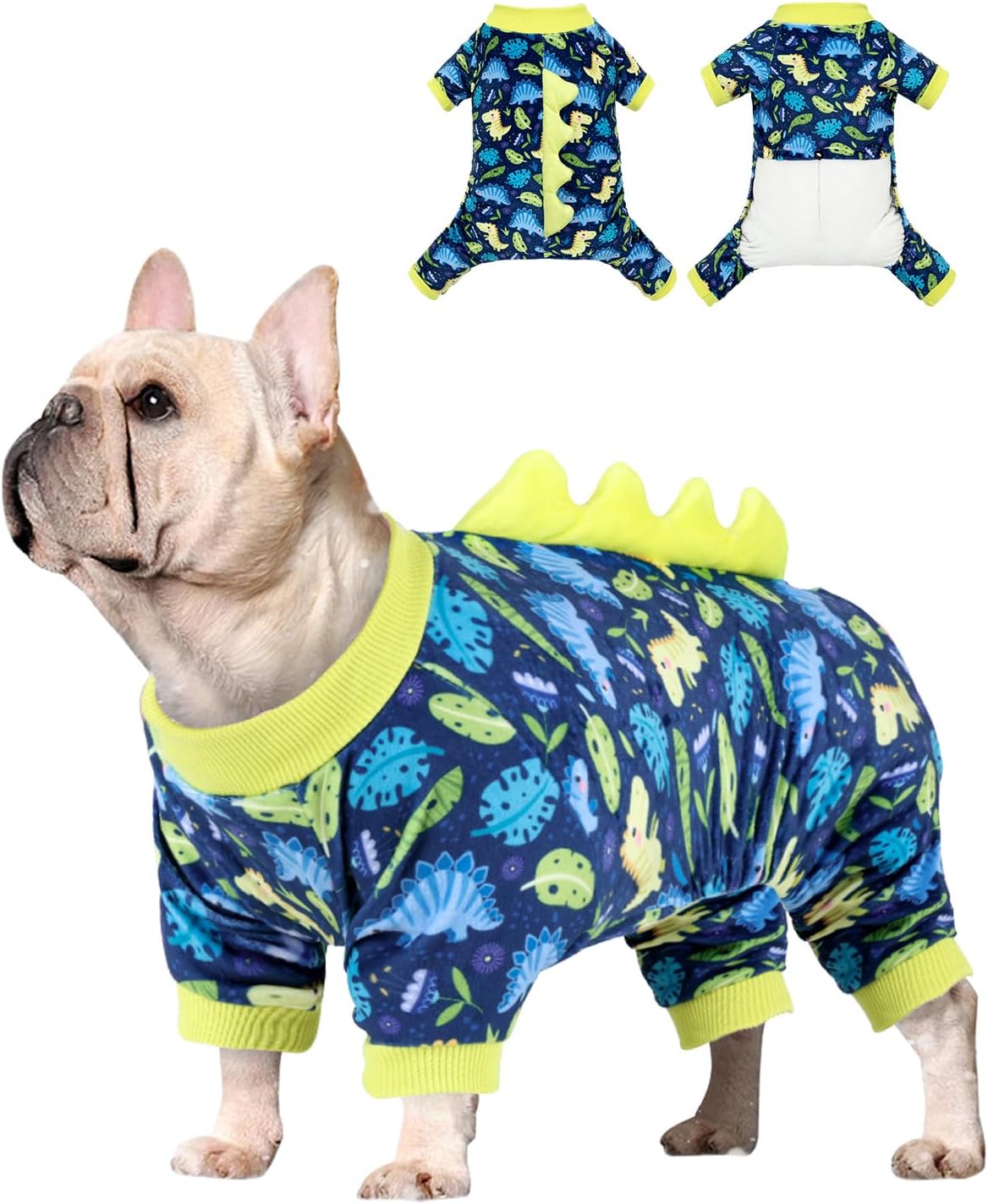 CuteBone Dinosaur Costume Dog Pajamas, Stretchy Spandex Crystal Velvet Sleepwear Coat for Small