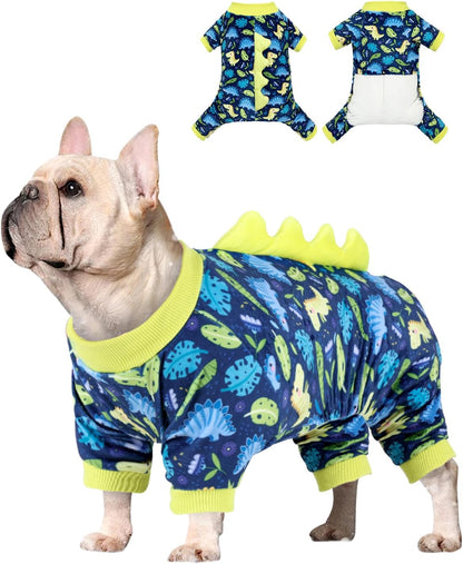 CuteBone Dinosaur Costume Dog Pajamas, Stretchy Spandex Crystal Velvet Sleepwear Coat for Small