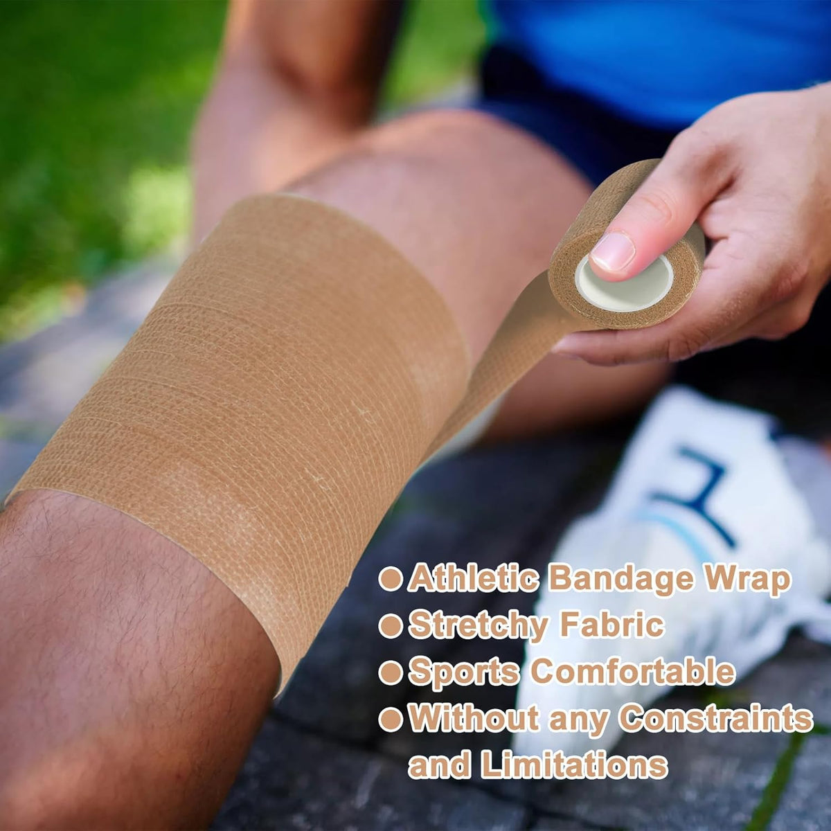 24 Pack Self Adhesive Bandage Wrap, 4” x 5 Yards Cohesive Medical Tape Elastic Wrap for Sports