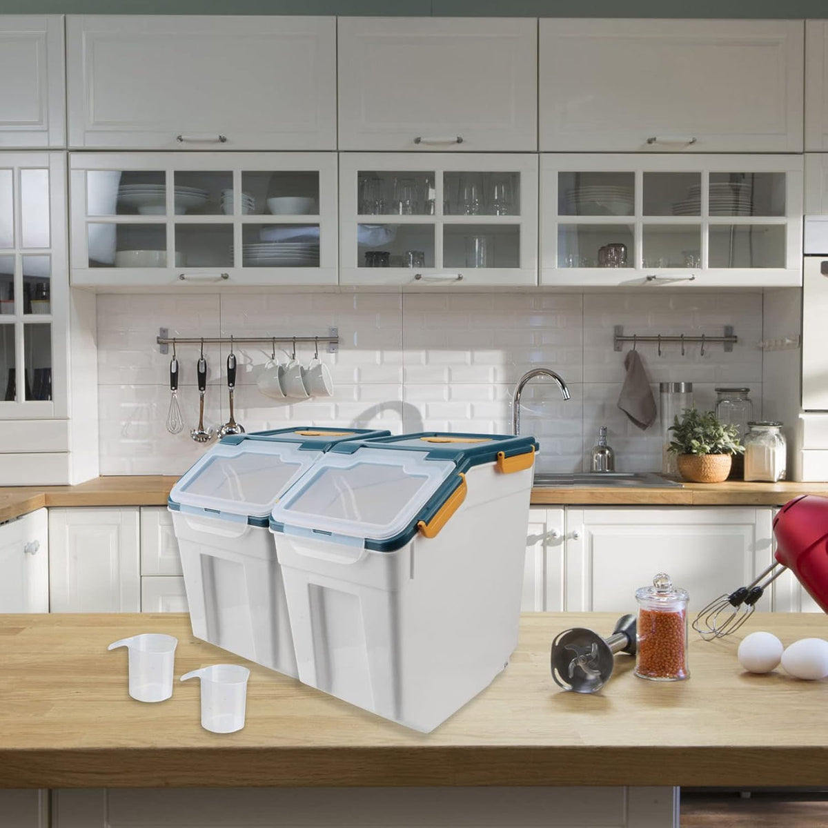 AnRui Large Flour Storage Containers 25Lbs Airtight Rice Storage Container BPA Free Kitchen Pantry