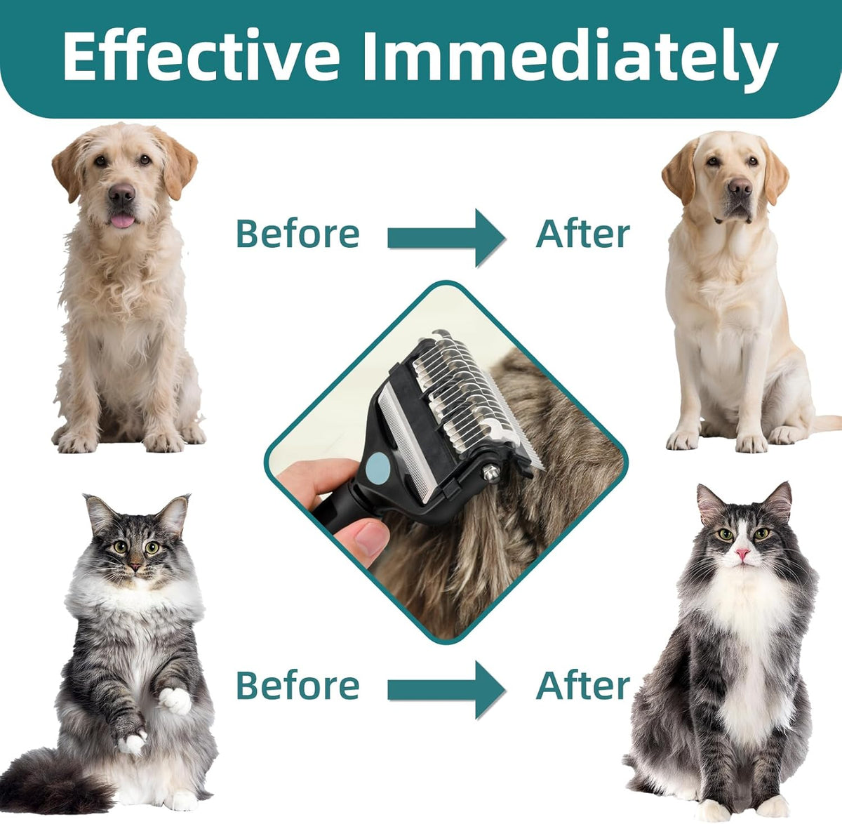 3-IN-1 Pet Grooming Tool - Undercoat Rake, Dematting Comb & Deshedding Brush for Cats & Dogs