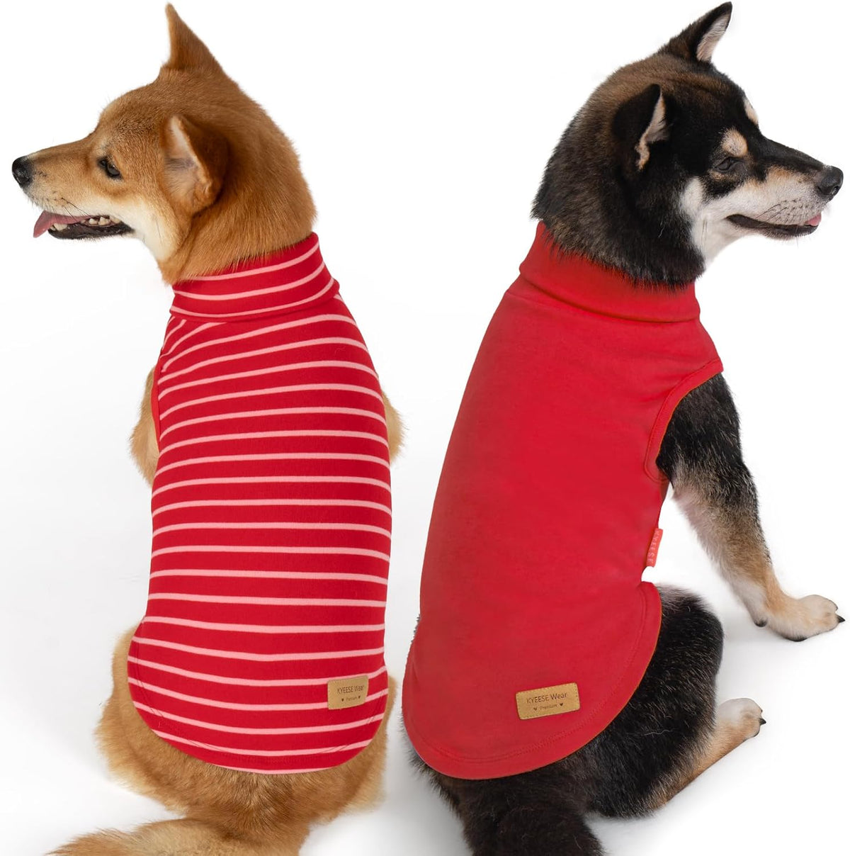 KYEESE 2Pack Dog Sweater Warm Pets Fleece Sweater Turtleneck Dog Outfit for Small Dogs Boy Girl