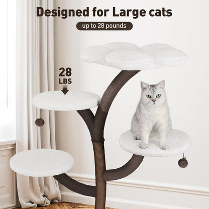 Multi-Level Modern Cat Tree, All-in-One Cat Tower with Scratching Post, Flower Cat Tree Houses for
