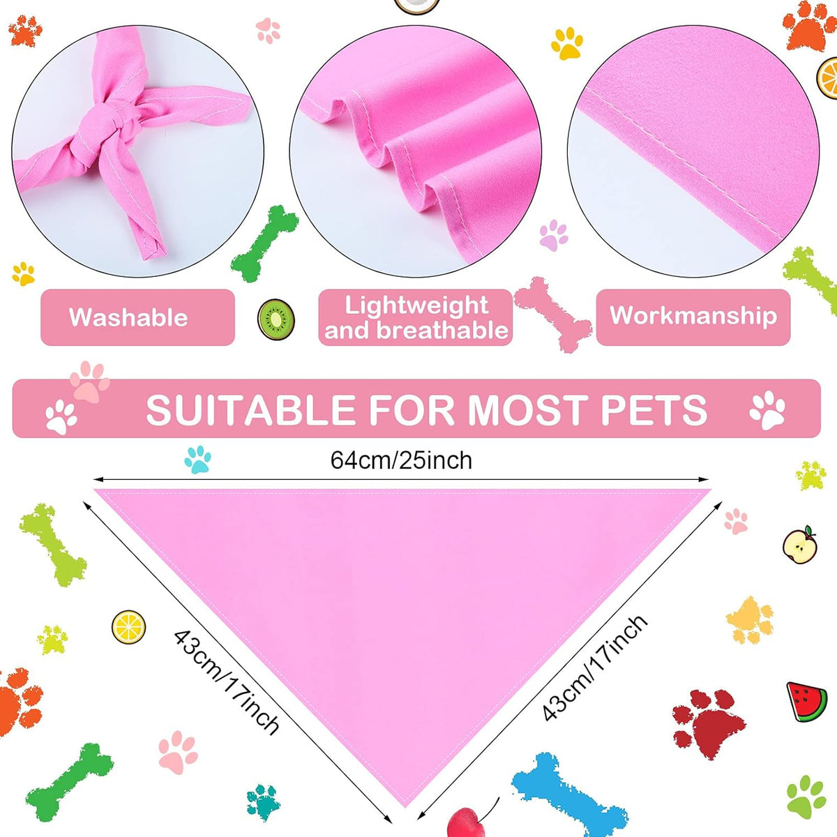 Frienda 12 Pcs Plain Dog Bandanas Blank Puppy Adjustable Triangle Solid Color Dog Bandanas