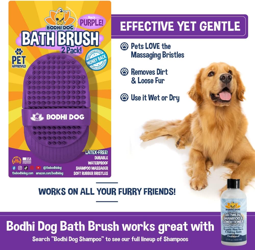 Bodhi Dog Shampoo Brush - Pet Grooming & Bath Supplies for Dogs and Cats - Bath Brush for Long &