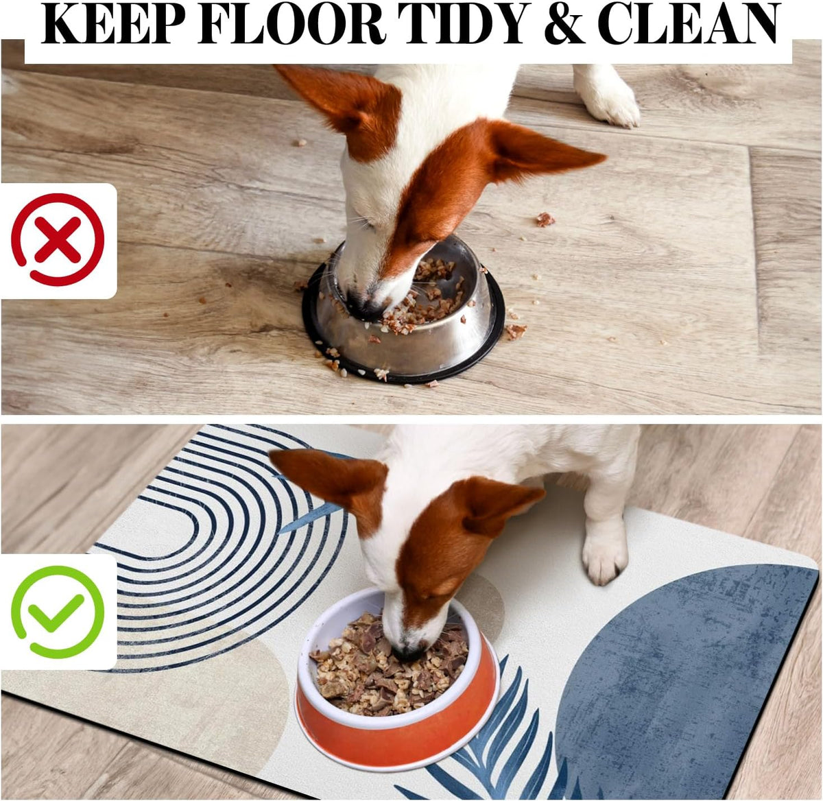 Dog Food Mats for Floors, Absorbent Dog Bowl Mat for Food and Water Dispenser Mat, Quick Dry Cat