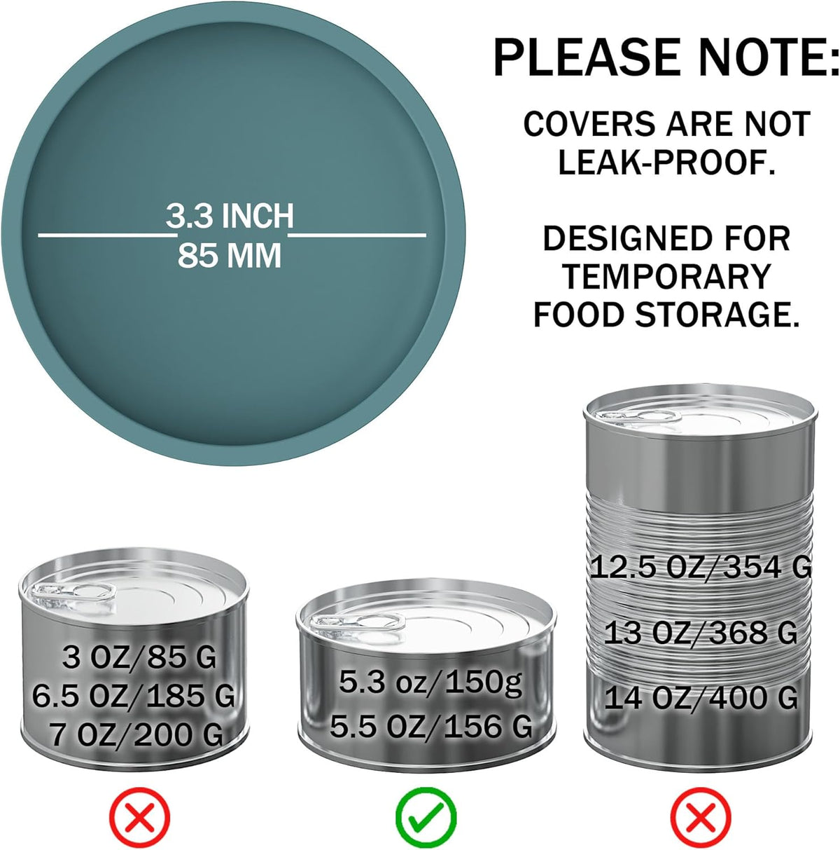 OHMO 2 Pack Pet Food Can Lids, (3.3 in / 85mm) Silicone Pet Food Can Lids Covers for 5.5 oz Cat and