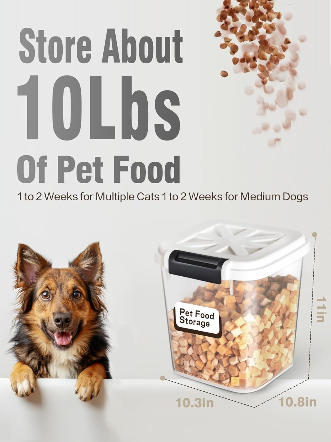 Airtight Dog Food Storage Container 20 lbs, Pet Food Storage Bin with Lid 4 lbs & 6 lbs & 10 lbs, 3