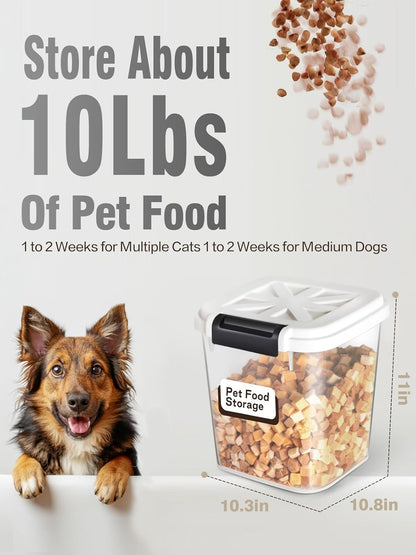 Airtight Dog Food Storage Container 20 lbs, Pet Food Storage Bin with Lid 4 lbs & 6 lbs & 10 lbs, 3