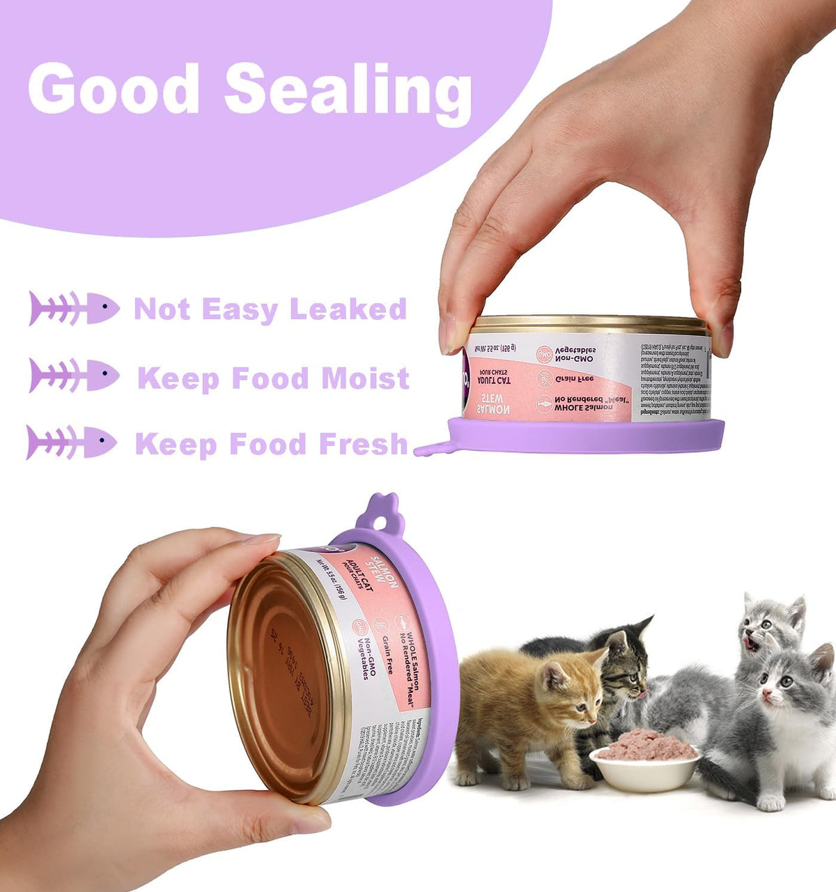 Comtim Cat Food Can Covers Lids for 5.5 oz Cans, 2 Pack Silicone Cat Food Can Lids for 5.5 oz 5.3