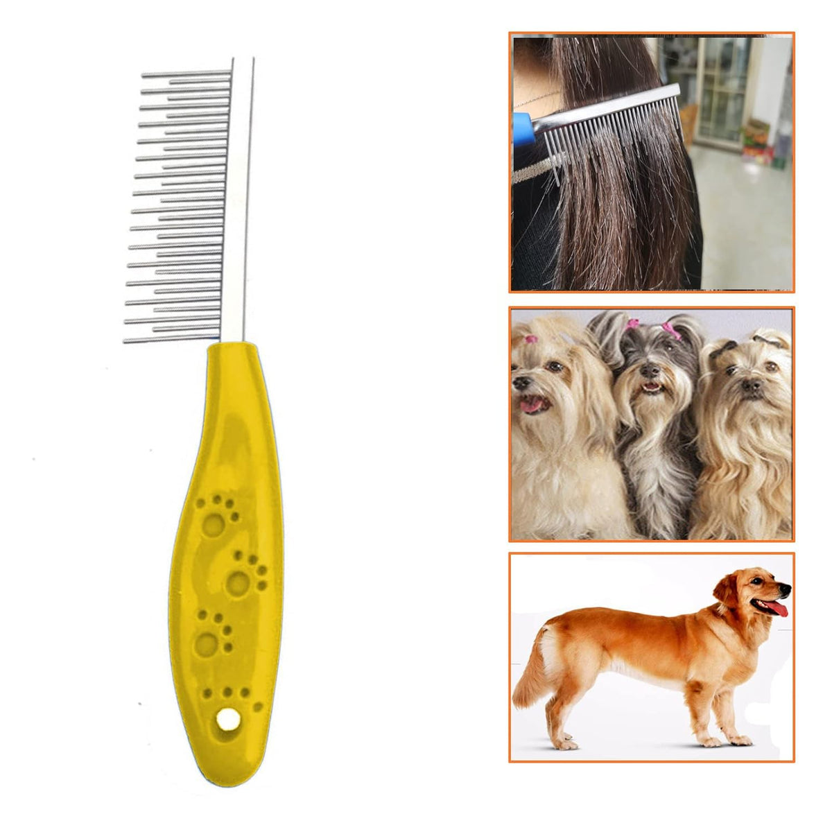 Dog or Cat Comb Grooming with Short and Long Teeth Dematting Knots Tangles Remover Combs Detangler