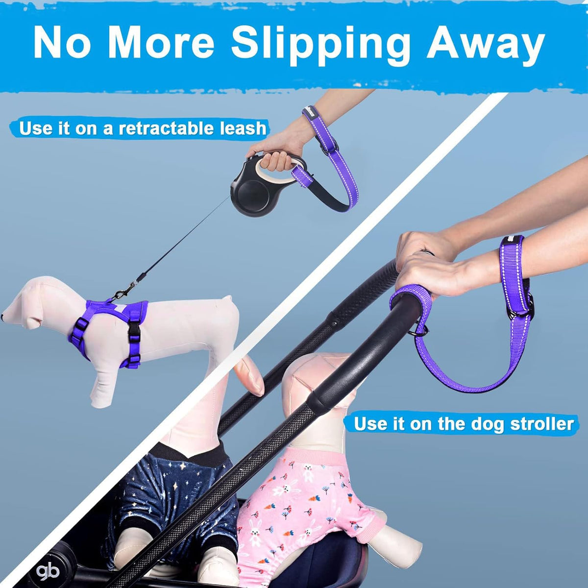 PetBonus Short Dog Leash, Safety Wrist Strap for Retractable Dog Leash, Reflective Design and
