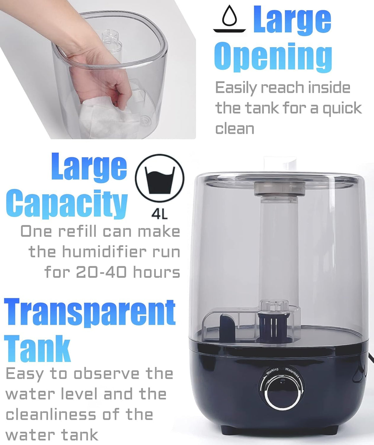 Top fill Reptile Fogger Terrariums Humidifier Fog Machine Mister with 4L Visible Large Tank &